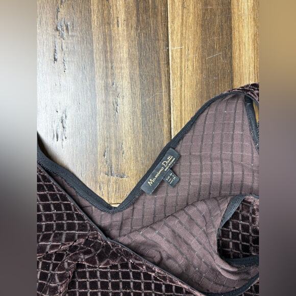 Size 2 Tricot Tank Top Velvet Sparkly grid pattern, sheer, Brown y2k - Picture 6 of 8